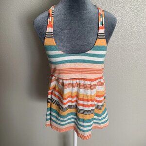 Roxy Women's Small Bright Stripes Racerback Flowy Tank Top
